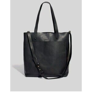 Madewell The Transport Medium True Black Leather Tote Bag DISCONTINUED